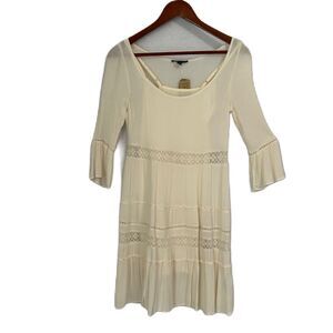 American Eagle Dress Women XXS Ivory Crepe Lace Tiered Boho Casual Fairy NWT